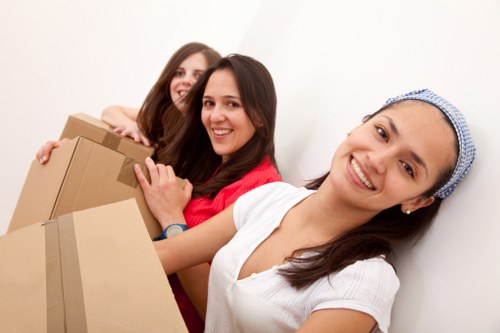 Loading boxes and household items into a moving van
